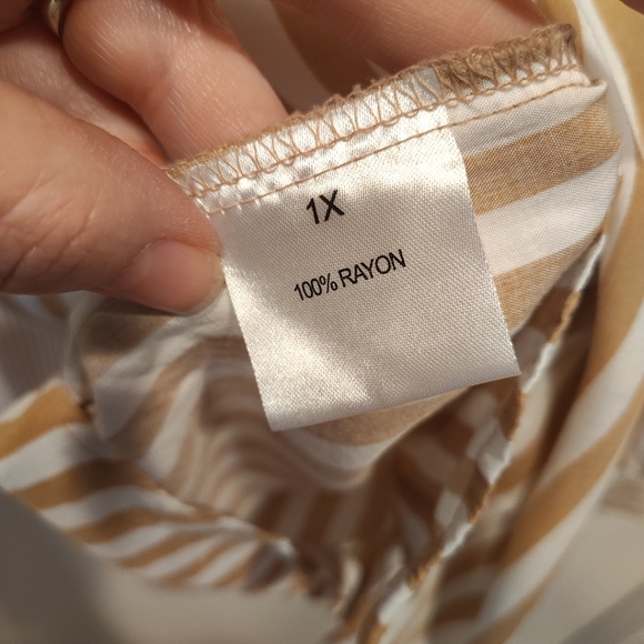 Jane & Delancey Women's Rayon Striped Button Down Long Sleeve Shirt Sz 1X Career - Picture 5 of 7